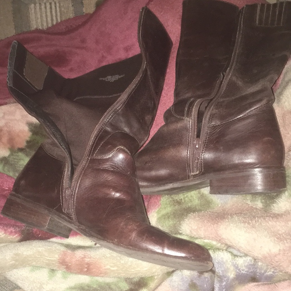 Full Length Made in Brazil Leather zip up boots 8.5M